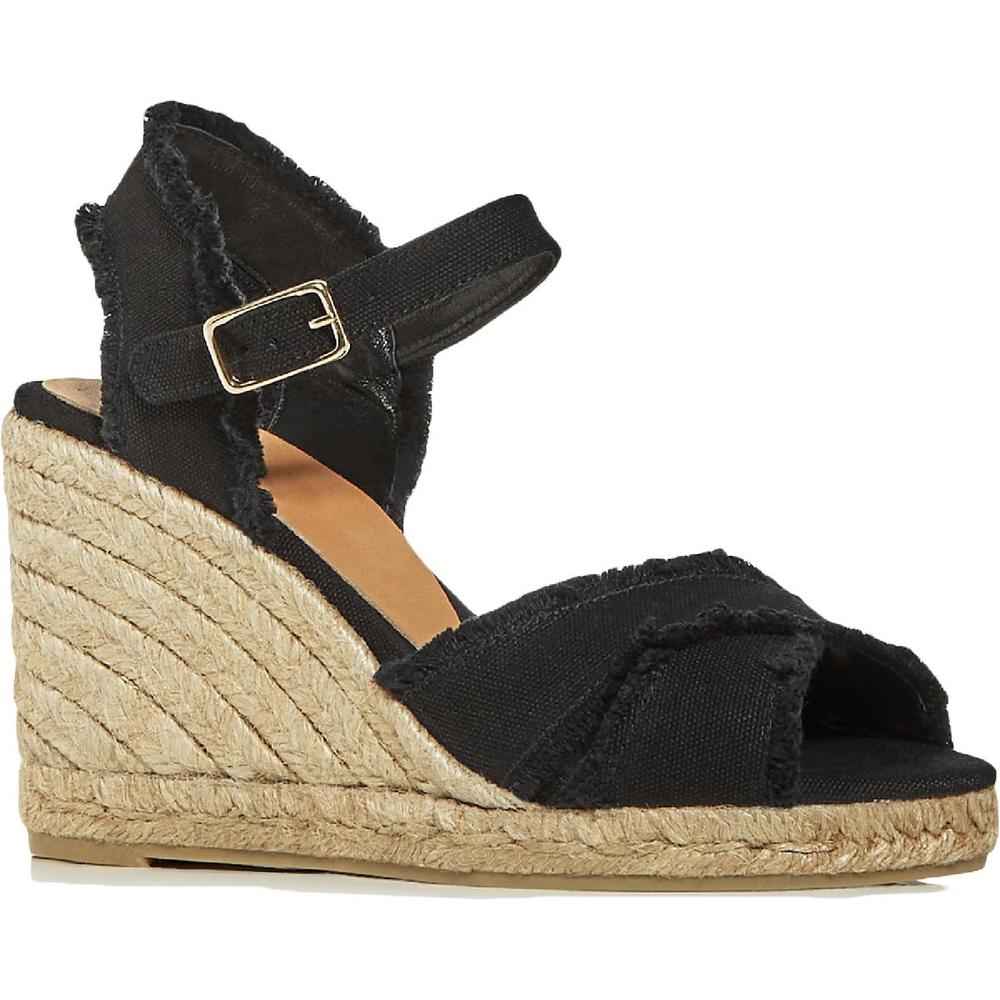 Castaner Womens Bromelia Black Buckle Padded Insole Wedge Heels Shoes NWT